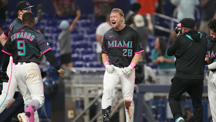Miami Marlins right fielder Kyle Stowers is hitting .324 with a .944 OPS in 2025. Miami Marlins right fielder Kyle Stowers is hitting .324 with a .944 OPS in 2025.