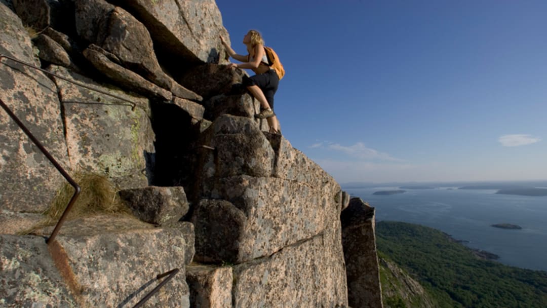 Watch out for angry falcons on Acadia National Park’s Precipice Trail.