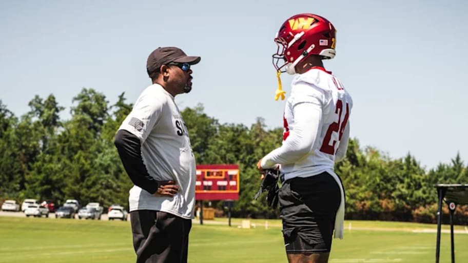 Washington Commanders defensive coordinator Joe Whitt Jr. and outside linebacker Von Miller. | Washington Commanders