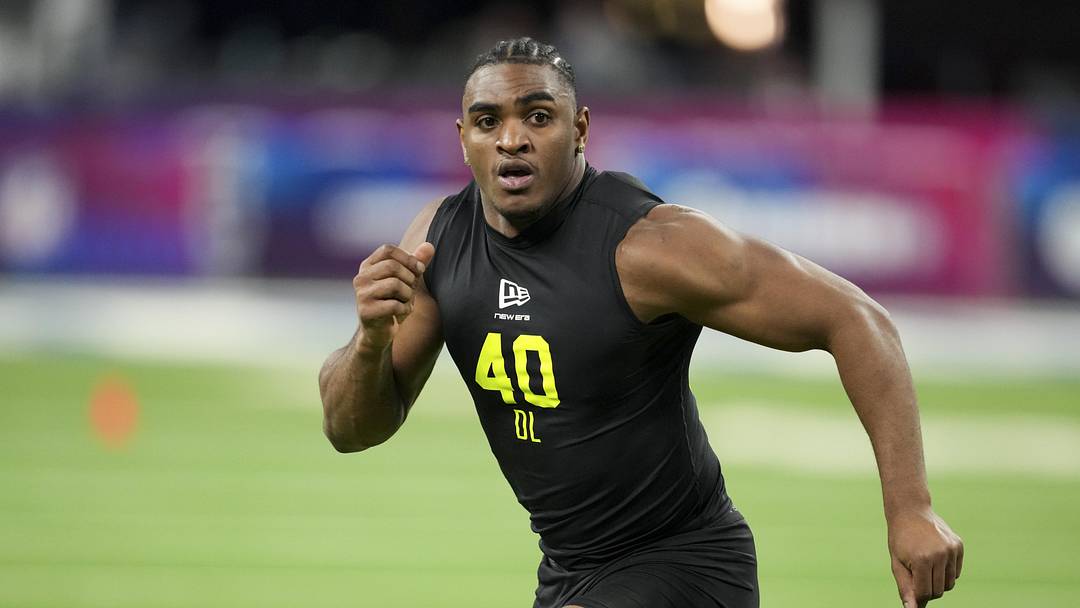 Feb 26, 2026; Indianapolis, IN, USA; Texas Tech defensive lineman Romello Height (DL40) during the NFL Scouting Combine  at Lucas Oil Stadium. Mandatory Credit: Kirby Lee-Imagn Images