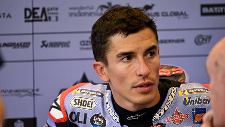 Apr 14, 2024; Austin, TX, USA; Marc Marquez (93) of Spain and Gresini Racing MotoGP before the MotoGP Grand Prix of The Americas at Circuit of The Americas. Mandatory Credit: Jerome Miron-USA TODAY Sports