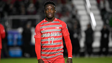 Ohio St. midfielder Michael Adedokun (17) on the field in the second half at WakeMed Soccer Park 