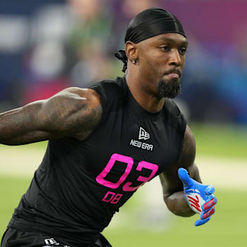Mississippi defensive back Trey Amos participates in drills during the NFL Combine.