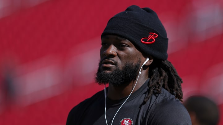 San Francisco 49ers wide receiver Brandon Aiyuk (11) warms up before the game against the Arizona Cardinals at Levi's Stadium.