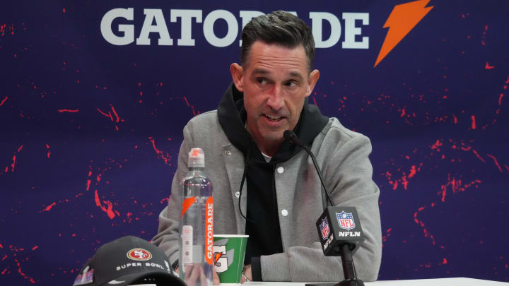 Feb 5, 2024; Las Vegas, NV, USA; San Francisco 49ers head coach Kyle Shanahan during Super Bowl