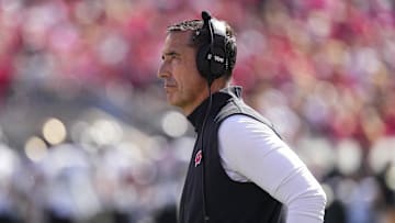 Oct 5, 2024; Madison, Wisconsin, USA;  Wisconsin Badgers head coach Luke Fickell during the game against the Purdue Boilermakers at Camp Randall Stadium. Mandatory Credit: Jeff Hanisch-Imagn Images