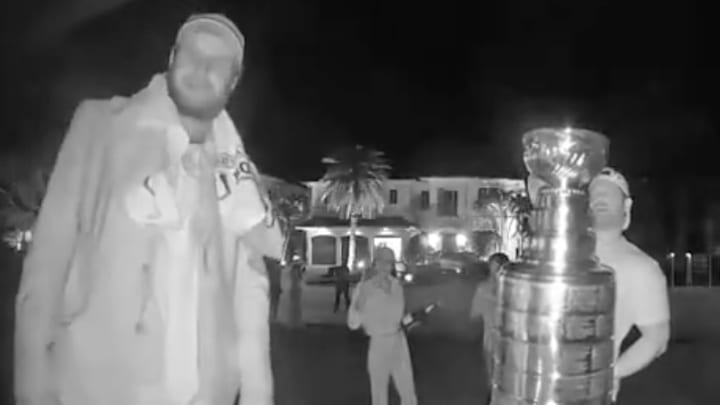 Barkov (left) and the Stanley Cup went for an early morning adventure after the Panthers' win. 