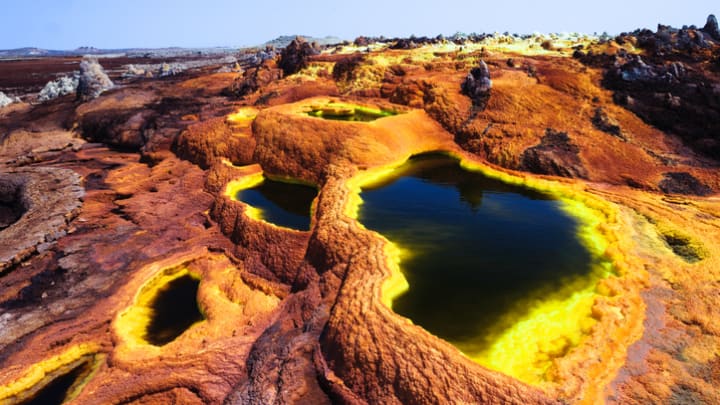 The Dallol volcano in Ethiopia’s Danakil Desert is one of the most unearthly places on Earth.