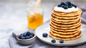 A delicious stack of pancakes.