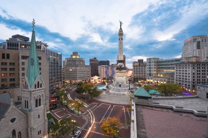 Monument Circle in Indianapolis.