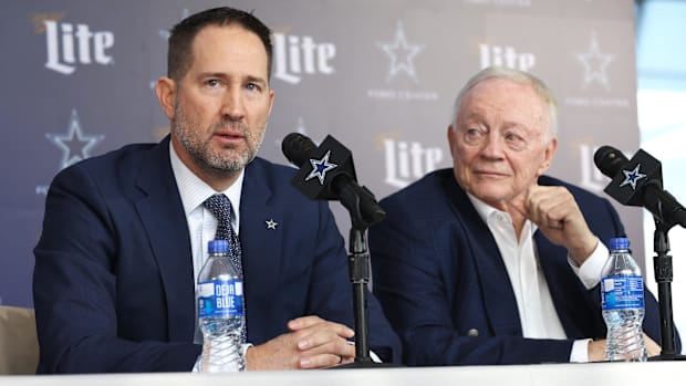 Dallas Cowboys brass as new head coach Brian Schottenheimer is introduced