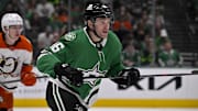 Mar 18, 2025; Dallas, Texas, USA; Dallas Stars right wing Mikko Rantanen (96) skates against the Anaheim Ducks during the second period at the American Airlines Center. Mandatory Credit: Jerome Miron-Imagn Images