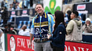 Competitive eater and Nathan's Hot Dog Eating champion Joey Chestnut before an MLS game with the Philadelphia Union