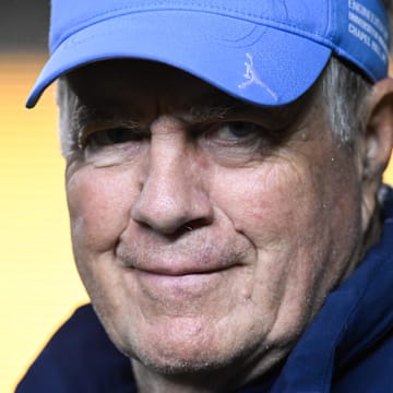 Oct 17, 2025; Berkeley, California, USA; North Carolina Tar Heels head coach Bill Belichick looks on before the game against the California Golden Bears at California Memorial Stadium. 
