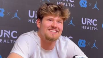 UNC basketball center Henri Veesaar during a press conference at the Smith Center on Sept. 10, 2025.