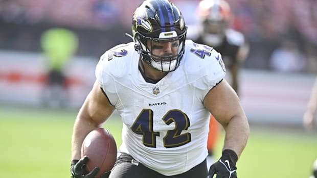 Baltimore Ravens fullback Patrick Ricard against the Cleveland Browns