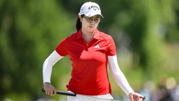 Rose Zhang (USA) on the 18th green during the second round of the U.S. Women's Open