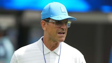 Chargers head coach Jim Harbaugh against the New Orleans Saints