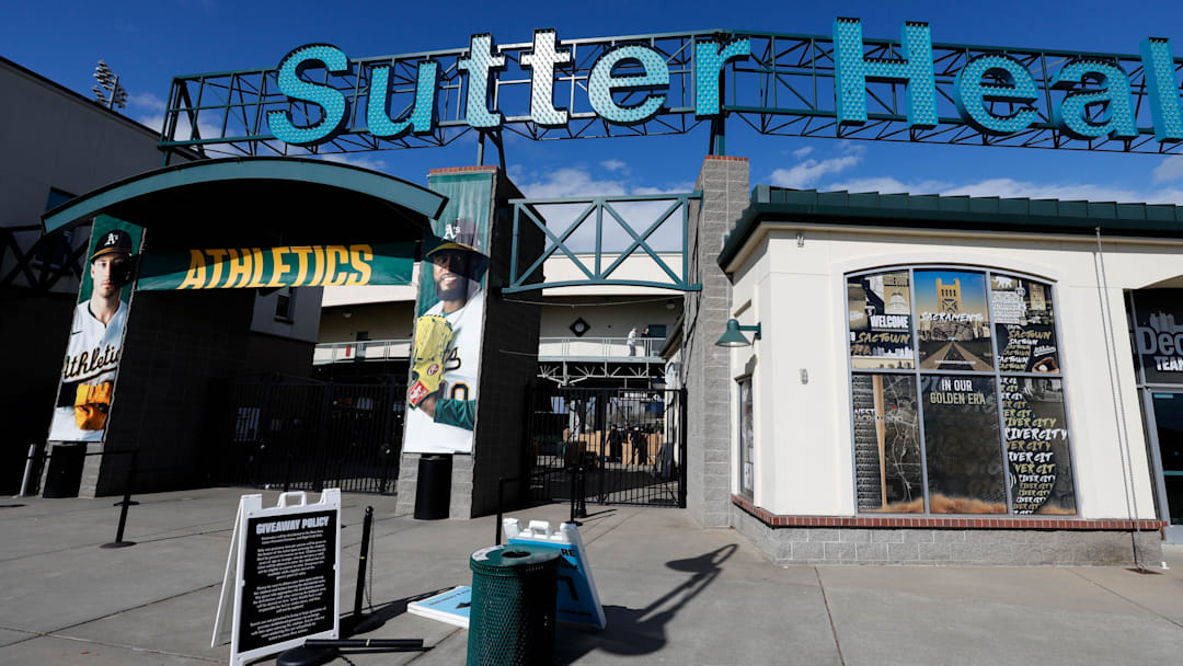 Mar 31, 2025; West Sacramento, California, USA; A general view of Sutter Health Park before the game between the Chicago Cubs against the Athletics. Mandatory Credit: Sergio Estrada-Imagn Images