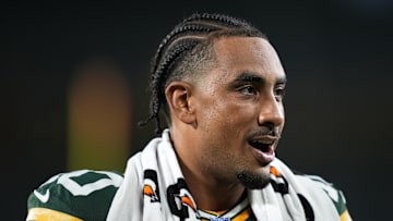 Aug 9, 2025; Green Bay, Wisconsin, USA;  Green Bay Packers quarterback Jordan Love (10) walks off the field following a 30-10 loss against the New York Jets at Lambeau Field. Mandatory Credit: Kayla Wolf-Imagn Images