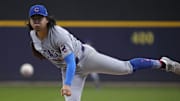 Chicago Cubs pitcher Shota Imanaga (18) throws against the Milwaukee Brewers at American Family Field. 