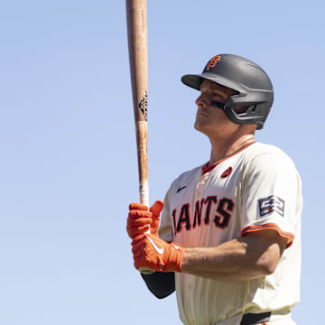 Sep 5, 2024; San Francisco, California, USA;  San Francisco Giants third base Matt Chapman prepares to bat.