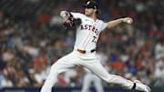 Apr 22, 2025; Houston, Texas, USA; Houston Astros relief pitcher Josh Hader (71) delivers a pitch during the ninth inning against the Toronto Blue Jays at Daikin Park.