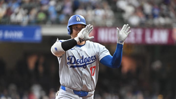 Los Angeles Dodgers two-way player Shohei Ohtani (17) rounds the bases after hitting a home run against the Milwaukee Brewers in the fifth inning at American Family Field on Aug 12.