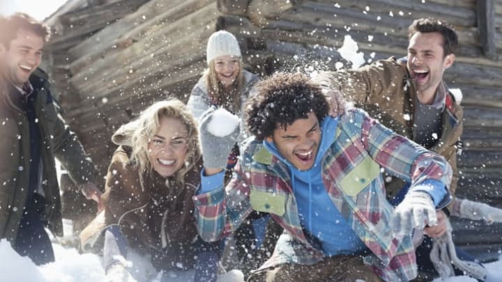 A snowball fight is pictured to illustrate a story on weird laws