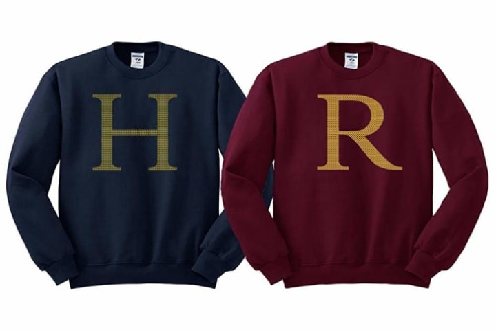 Ugly Christmas sweaters on Amazon: Harry Potter and Ron Weasley Initialed Christmas Sweaters