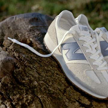 The New Balance 471 in the "Timberwolf with Angora and Dusk Shower" colorway.