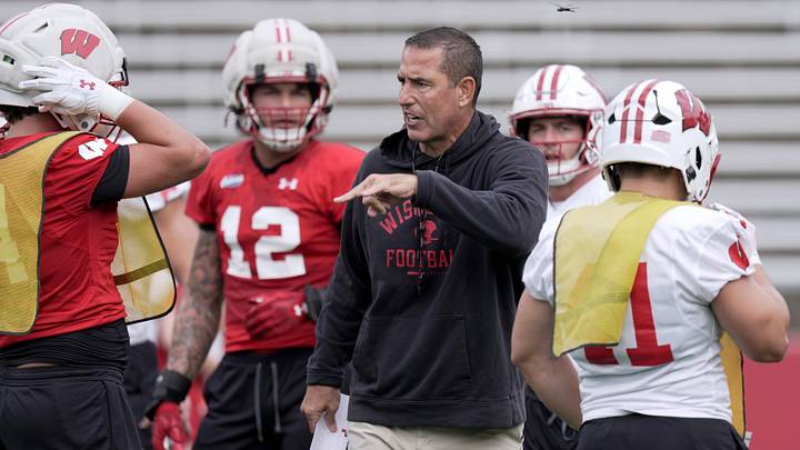 Wisconsin head coach Luke Fickell is shown during football practice Thursday, August 6, 2026 at Camp Randall Stadium in Madison, Wisconsin.