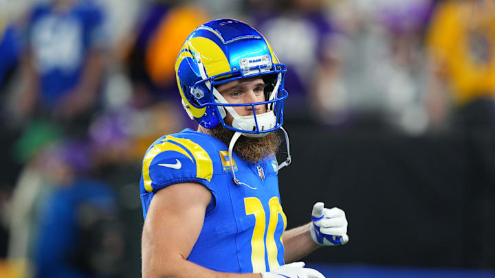 Cooper Kupp warms up before the Rams' 27–9 win over the Vikings on Jan. 13, 2025. Cooper Kupp warms up before the Rams' 27–9 win over the Vikings on Jan. 13, 2025.