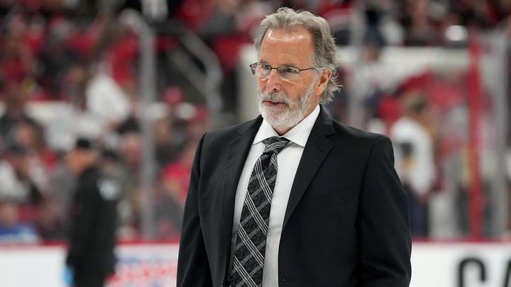Jun 11, 2026; Raleigh, North Carolina, USA; Vegas Golden Knights head coach John Tortorella after the first period against the Carolina Hurricanes in game five of the 2026 Stanley Cup Final at Lenovo Center. Mandatory Credit: James Guillory-Imagn Images