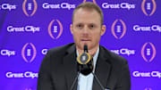 ESPN analyst Greg McElroy talks to the media during media day before the College Football Playoff national championship game