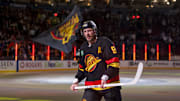 Jan 18, 2025; Vancouver, British Columbia, CAN; Vancouver Canucks forward J.T. Miller (9) skates out as the  third star of the game against the Edmonton Oilers at Rogers Arena. Mandatory Credit: Bob Frid-Imagn Images