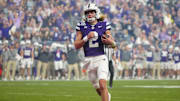 Kansas State quarterback Avery Johnson (2) scores a touchdown against Rutgers during first half of the Rate Bowl at Chase Field on Dec. 26, 2024, in Phoenix.