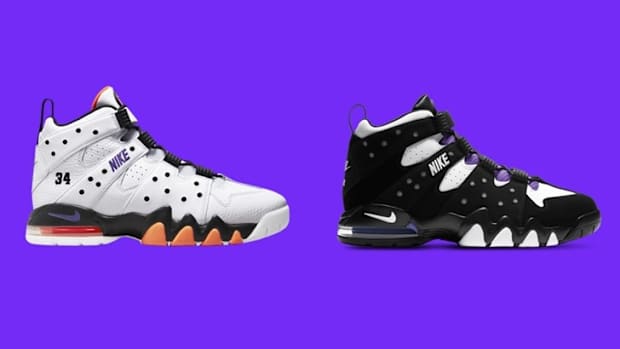 Charles Barkley's white and black Nike sneakers.