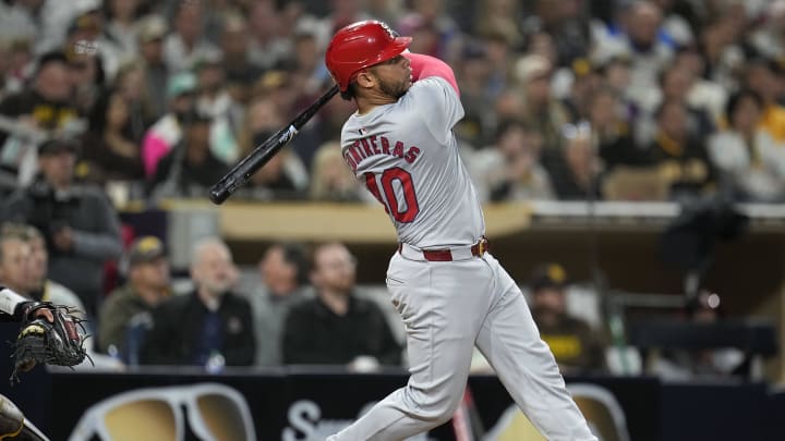 Apr 2, 2024; San Diego, California, USA;  St. Louis Cardinals catcher Willson Contreras (40) hits a