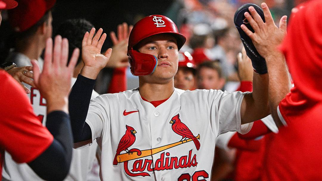 Aug 26, 2026; St. Louis, Missouri, USA; St. Louis Cardinals shortstop JJ Wetherholt (26) is congratulated by teammates after scoring against the Baltimore Orioles during the fifth inning at Busch Stadium. Mandatory Credit: Jeff Curry-Imagn Images Aug 26, 2026; St. Louis, Missouri, USA; St. Louis Cardinals shortstop JJ Wetherholt (26) is congratulated by teammates after scoring against the Baltimore Orioles during the fifth inning at Busch Stadium. Mandatory Credit: Jeff Curry-Imagn Images