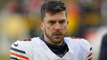 Jan 5, 2025; Green Bay, Wisconsin, USA;  Chicago Bears kicker Cairo Santos (8) following the game against the Green Bay Packers at Lambeau Field.
