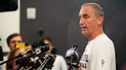 ASU head coach Bobby Hurley speaks to the press at Weatherup Center in Tempe, Ariz. on June 4, 2025.