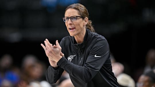 Aug 1, 2025; Dallas, Texas, USA; Indiana Fever head coach Stephanie White during the game between the Dallas Wings and the Indiana Fever at the American Airlines Center. Mandatory Credit: Jerome Miron-Imagn Images