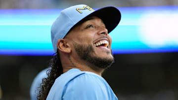 Jun 27, 2025; Milwaukee, Wisconsin, USA;  Milwaukee Brewers pitcher Freddy Peralta (51) enjoys a moment during the first inning against the Colorado Rockies at American Family Field. Mandatory Credit: Jeff Hanisch-Imagn Images