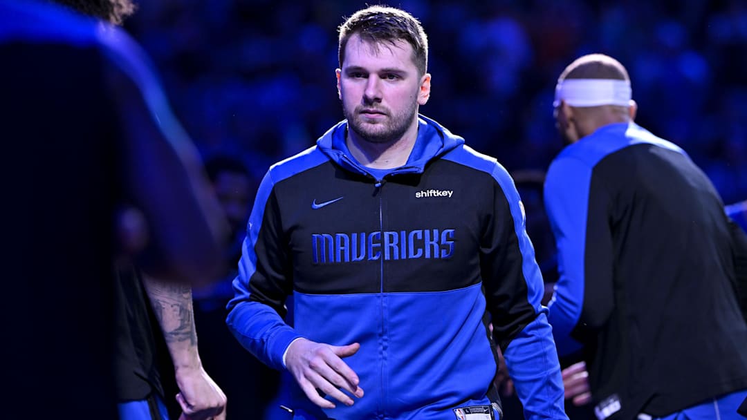Dec 25, 2024; Dallas, Texas, USA; Dallas Mavericks guard Luka Doncic (77) before the game between the Dallas Mavericks and the Minnesota Timberwolves at the American Airlines Center. Mandatory Credit: Jerome Miron-Imagn Images