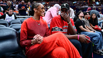 Aces center A‘ja Wilson (left) and Heat center Bam Adebayo first sparked dating rumors last summer ahead of the Paris Olympics. 