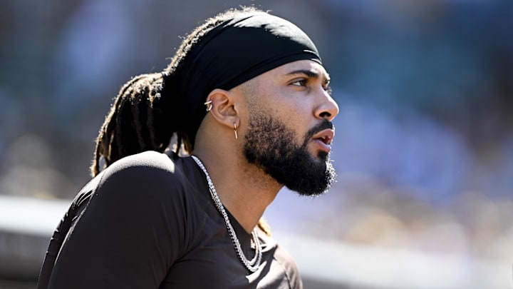 San Diego Padres right fielder Fernando Tatis Jr. (23) looks on during the seventh inning against the Arizona Diamondbacks.