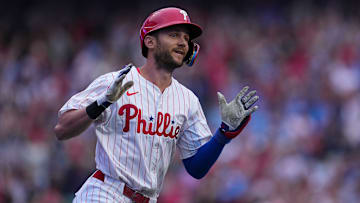 Phillies' shortstop Trea Turner hit his first home run at Citizens Bank Park in 2025 in Monday's 12-7 win over the Mariners