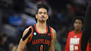 Mar 27, 2025; San Francisco, CA, USA; Maryland Terrapins guard Rodney Rice (1) stands on court during the second half against the Florida Gators during a West Regional semifinal of the 2025 NCAA tournament at Chase Center. Mandatory Credit: Eakin Howard-Imagn Images
