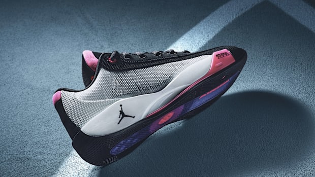 Luka Doncic's black and grey Jordan Brand sneakers.